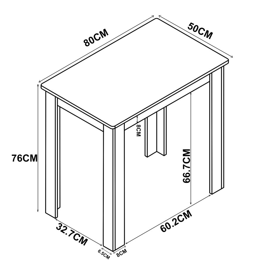 VCM NORDIC Esal 80 Esstisch, rechteckig - Holz weiß (80x50)