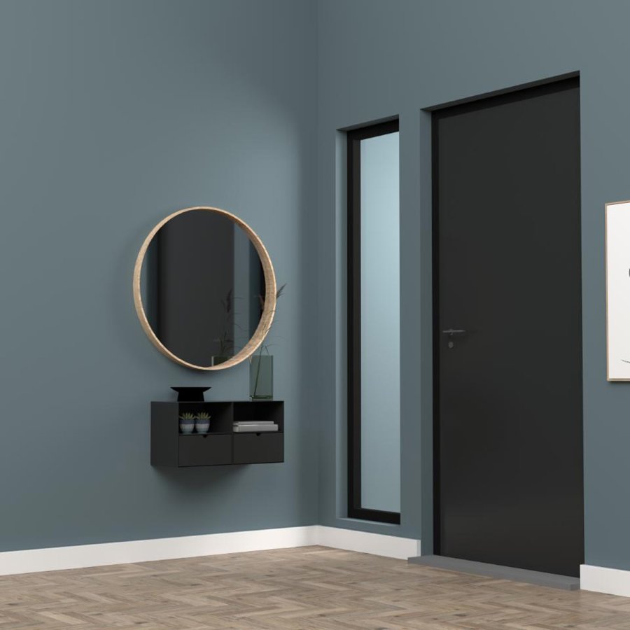 ACT NORDIC Joliet vghngt natbord, m. 1 hylde og 1 skuffe - sort MDF og sort metal (30x25)