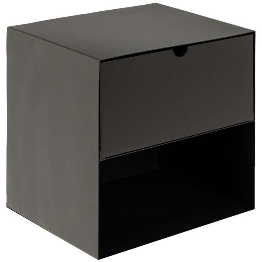 ACT NORDIC Joliet vghngt natbord, m. 1 hylde og 1 skuffe - sort MDF og sort metal (30x25)