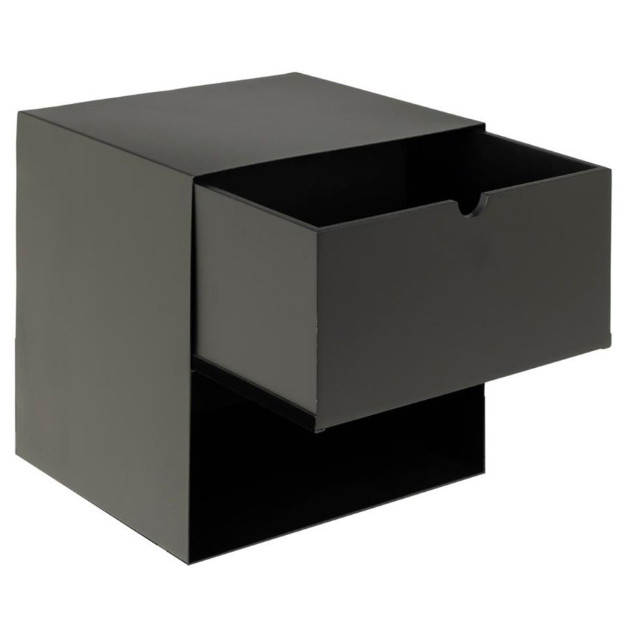 ACT NORDIC Joliet vghngt natbord, m. 1 hylde og 1 skuffe - sort MDF og sort metal (30x25)