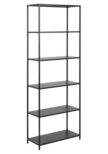 ACT NORDIC Newcastle bogreol, m. 5 hylder - sort melamin og metal(H:185cm x69,5cm x 30cm)