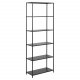 ACT NORDIC Newcastle bogreol, m. 5 hylder - sort melamin og metal(H:185cm x69,5cm x 30cm)