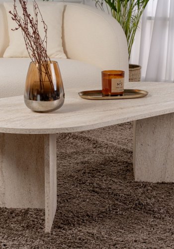 NORDVRK Sable Couchtisch, oval  Travertin-Melamin (119x60)
