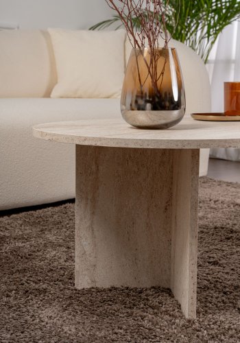 NORDVRK Sable Couchtisch, oval  Travertin-Melamin (119x60)