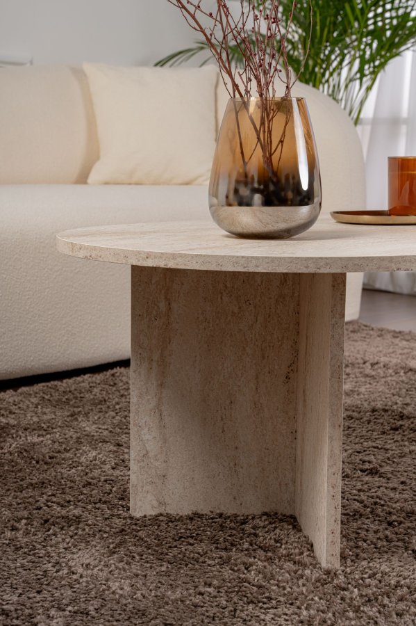 NORDVRK Sable Couchtisch, oval  Travertin-Melamin (119x60)
