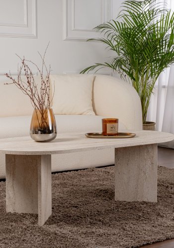NORDVRK Sable Couchtisch, oval  Travertin-Melamin (119x60)