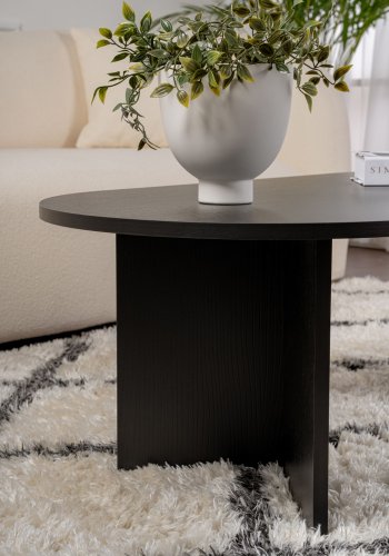 NORDVRK Sobelbord, ovalt - svart tre melamin (119x60)