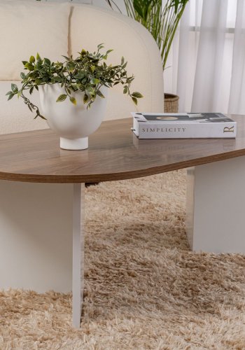 NORDVRK Sobel salongbord, ovalt - valnttfarget og hvit melamin (119x60)