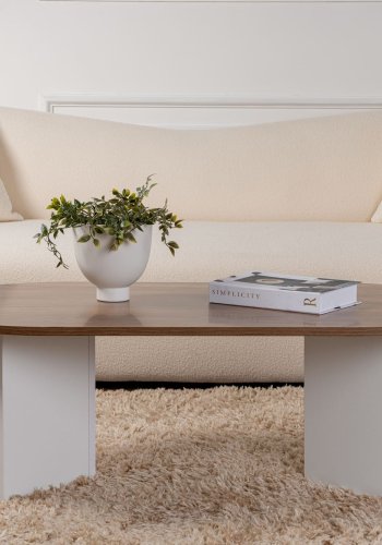 NORDVRK Sobel salongbord, ovalt - valnttfarget og hvit melamin (119x60)