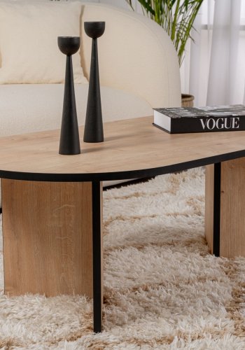 NORDVRK Sobelbord, ovalt - Safir eik og svart melamin (119x60)