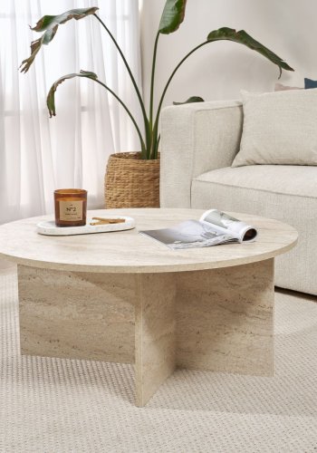 NORDVRK Soleil sofabord, rund - travertin melamin (90)