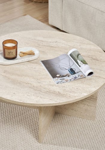 NORDVRK Soleil sofabord, rund - travertin melamin (90)