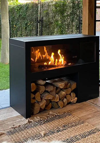 COSI FIRES Cosivista 120 brannbord, rektangulrt - antrasittgr aluminium (120x45)