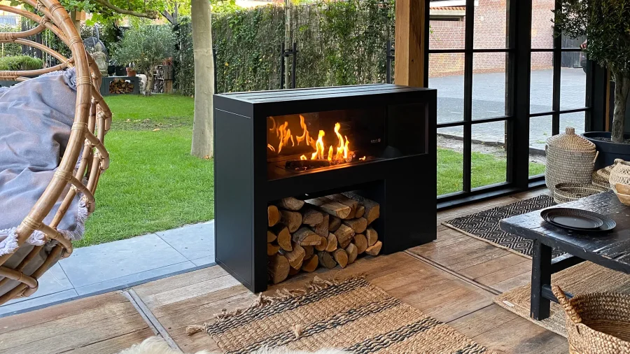 COSI FIRES Cosivista 120 brannbord, rektangulrt - antrasittgr aluminium (120x45)