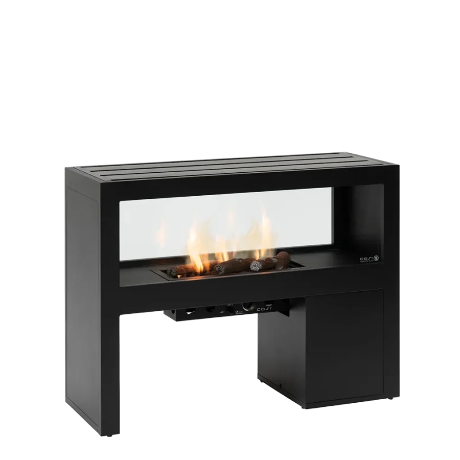 COSI FIRES Cosivista 120 brannbord, rektangulrt - antrasittgr aluminium (120x45)