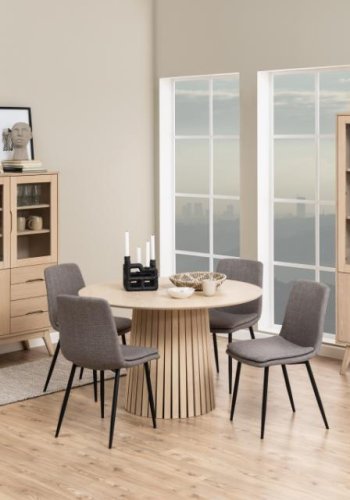 ACT NORDIC Becca spisebordsstol - grbrun stof og sort stl