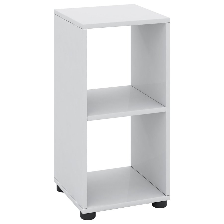 Bücherregal Benas-2, mit 1 Regalboden – weißes Holz (H: 63,3 cm x 31,2 cm x 29,8 cm)