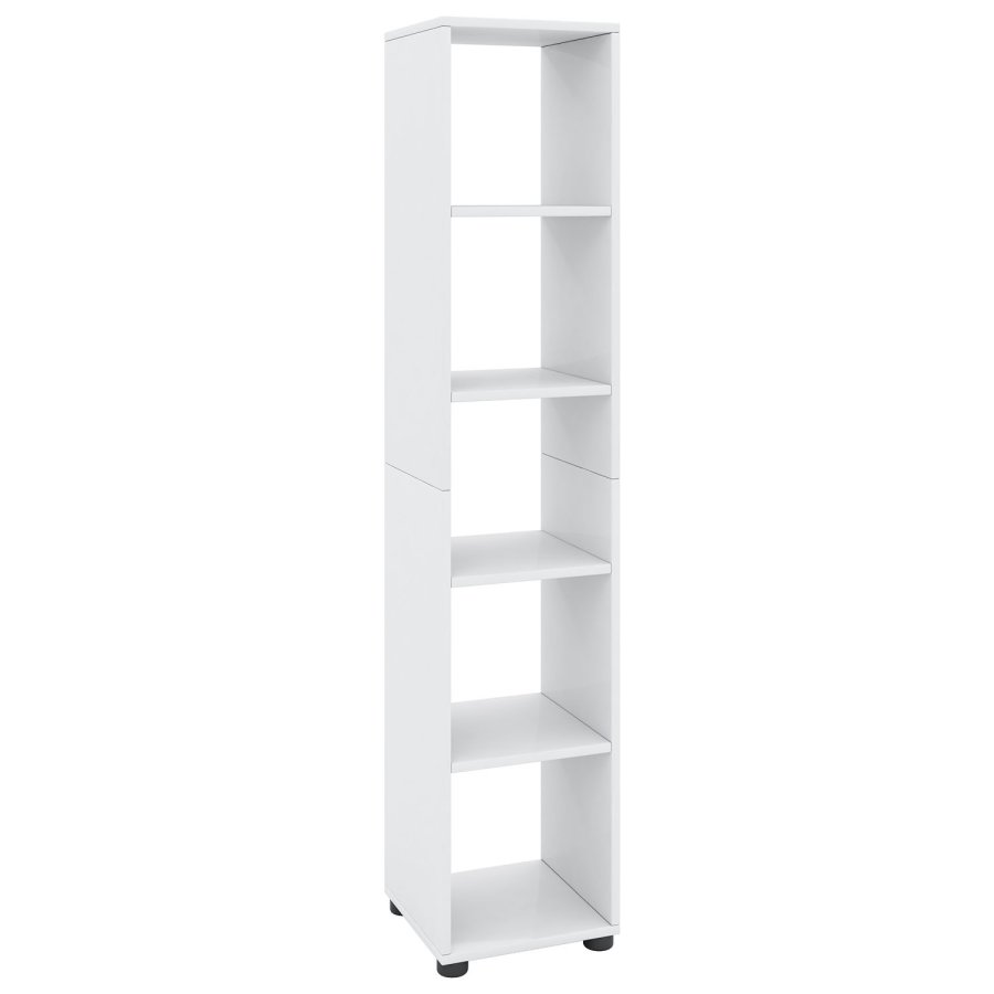 Benas-5 Bücherregal, mit 4 Regalen – weißes Holz (H: 152 cm x 31 cm x 30 cm)