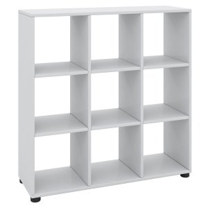 Benas-3x3 reol, m. 6 hylder - hvid tr (H:93cm x90cm x 30cm)