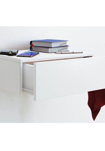 Blado-1 vegghylle, med skuff - hvit tre