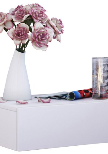 Blado-1 vegghylle, med skuff - hvit tre