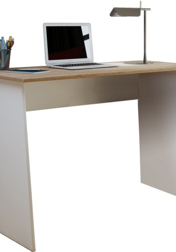 Masola Maxi skrivebord - hvitt og naturlig tre (110x50)