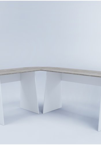 Eckschreibtisch Masola - Weiß und Naturholz