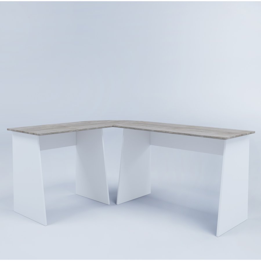 Eckschreibtisch Masola - Weiß und Naturholz