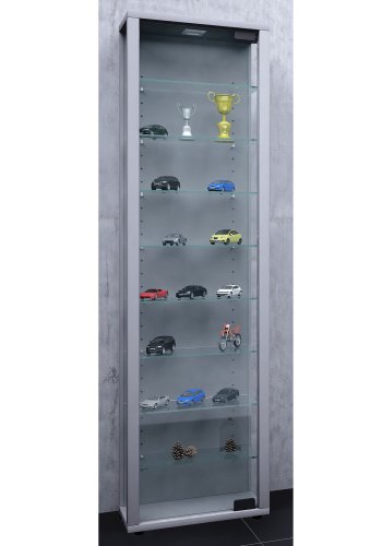 Edana Maxi skap uten LED, m. 1 dr og 8 hyller - glass og grtt tre