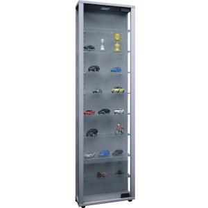 VCM NORDIC Edana Maxi skp utan LED, med 1 lucka och 8 hyllplan - glas och grtt trä