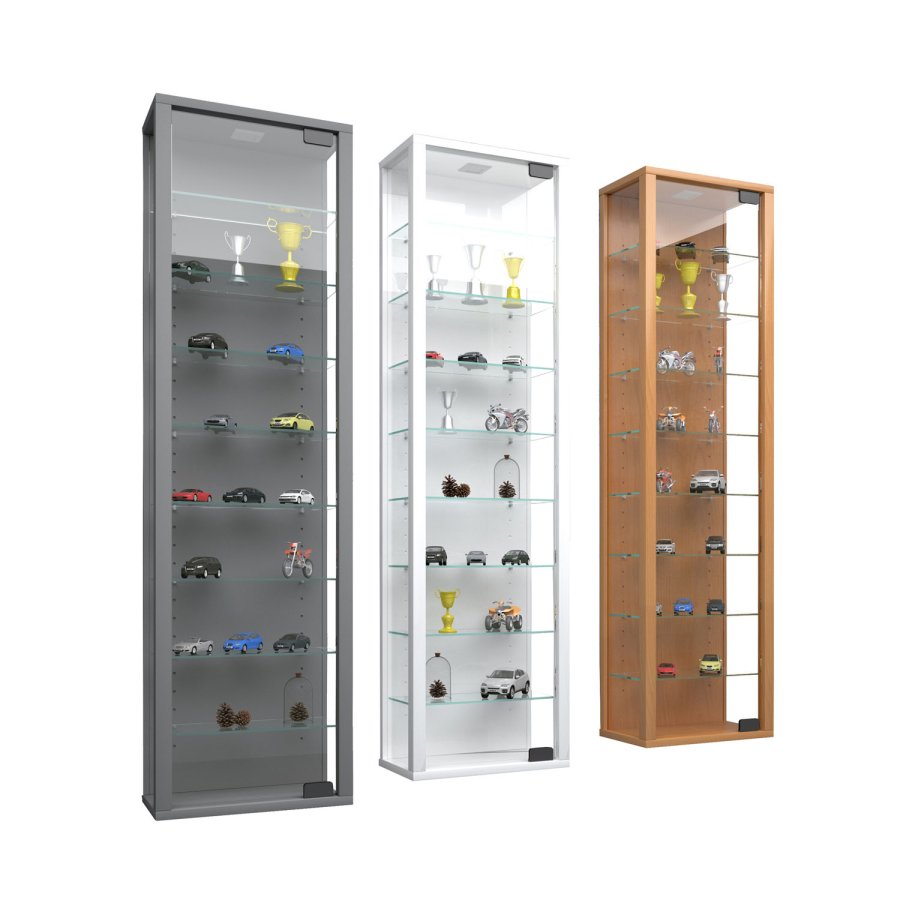 Stano Maxi skab uden LED, m. 1 lge og 8 hylder - glas og gr tr