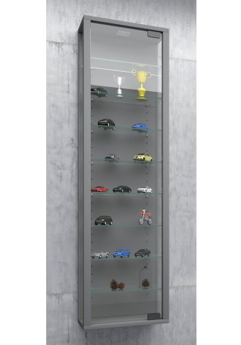 Stano Maxi skab uden LED, m. 1 lge og 8 hylder - glas og gr tr