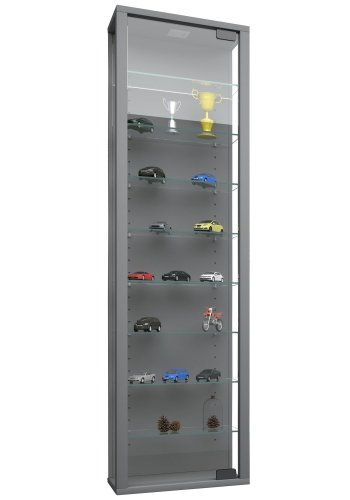 Stano Maxi skab uden LED, m. 1 lge og 8 hylder - glas og gr tr