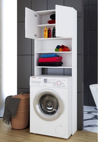 Jutas skap, m. 2 drer og 4 hyller - hvitt tre