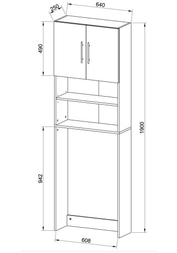 Jutas skap, m. 2 drer og 4 hyller - hvitt tre