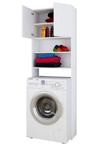 Jutas skap, m. 2 drer og 4 hyller - hvitt tre