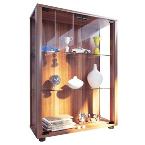 VCM NORDIC Sintalo skp utan LED, med 2 luckor och 2 hyllplan - glas och natur trä