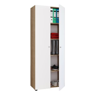 VCM NORDIC Vandol skp, med 2 luckor och 4 hyllor - vitt och natur trä