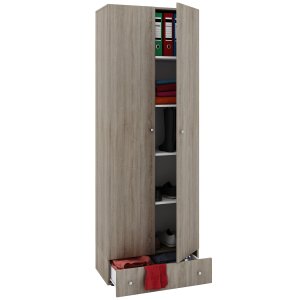 VCM NORDIC Vandol I skp, med 2 luckor, 4 hyllor och 1 lda - natur trä