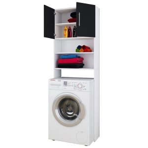 VCM NORDIC Jutas skp, med 2 luckor och 4 hyllor - vitt och svart trä