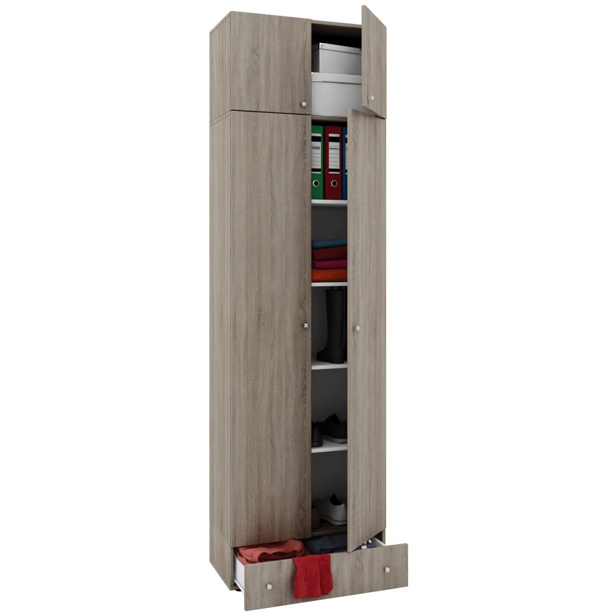 Vandol l skap, m. 4 drer og 4 hyller og 1 skuff