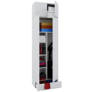 Vandol ll Schrank, mit 4 Türen, 5 Regalen und 1 Schublade – weißes Holz