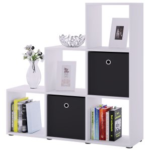 Nitas reol, m. 6 rum - hvid tr(H:104,5cm x107,5cm x 29cm)