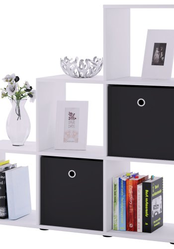 Nitas bokhylle, m. 6 rom - hvitt tre