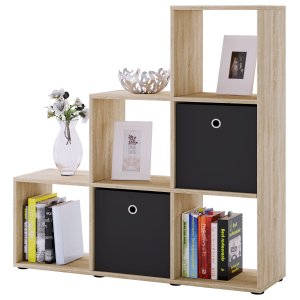 Nitas reol, m. 6 rum - natur tr(H:104,5cm x107,5cm x 29cm)