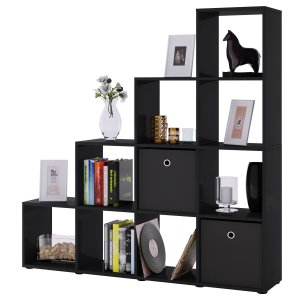 Napoli reol, m. 10 rum - sort tr(H:138,5cm x142,5cm x 29cm)