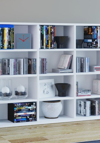 Megosa Mini reol, m. 9 hyller - hvitt tre