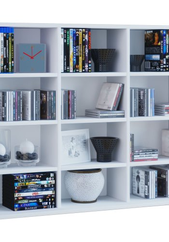 Megosa Mini reol, m. 9 hyller - hvitt tre