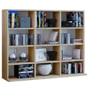 Megosa Mini reol, m. 9 hylder - natur tr(H:83cm x102,1cm x 23cm)