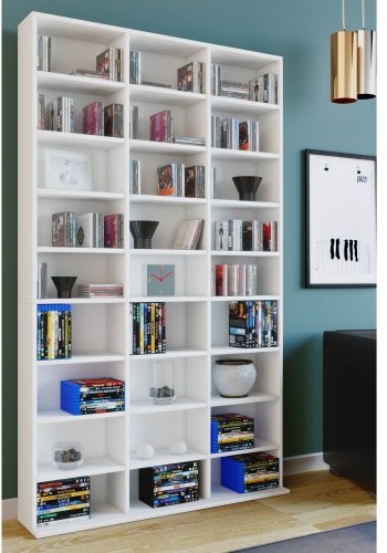 Megosa Maxi bokhylle, m. 24 hyller - hvitt tre